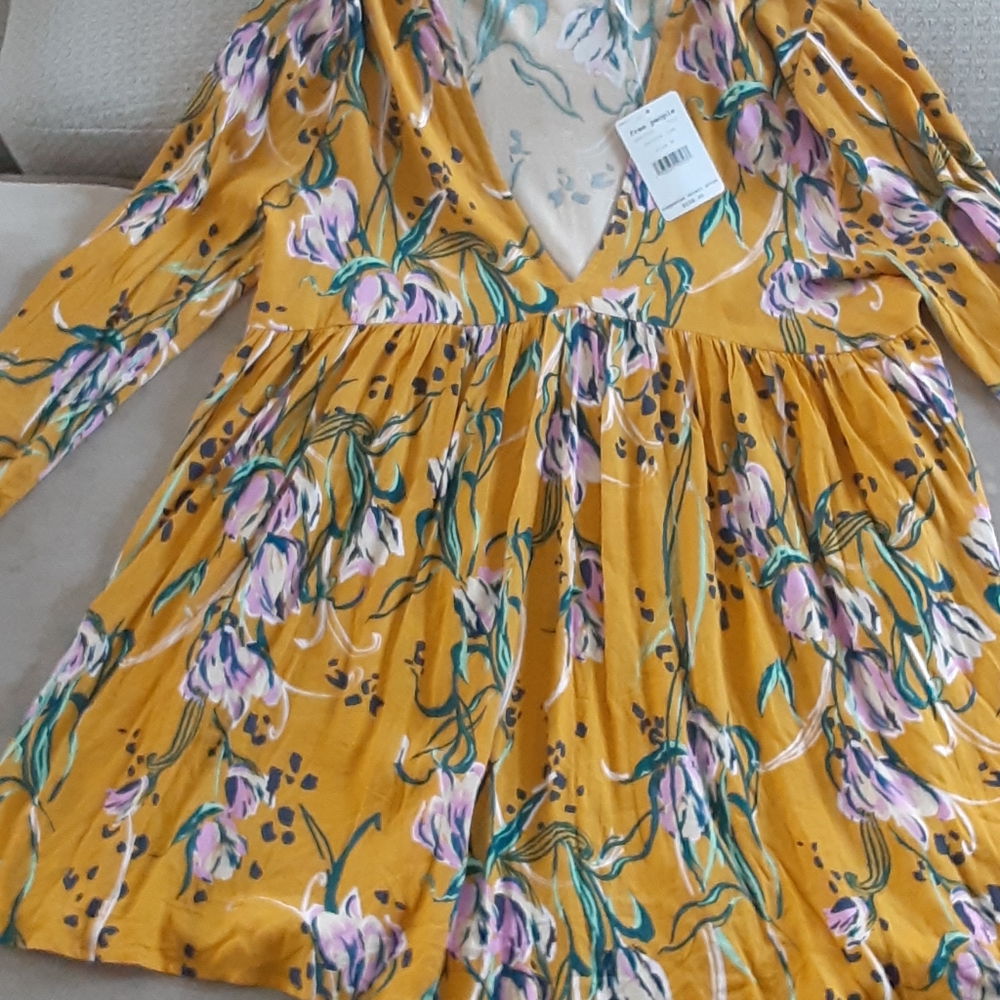 Free People Yellow Bella Print Tunic SP - Picture 6 of 7